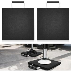 Rv Jack Blocks Pads Stabilizing Outrigger Pads Black Rv Leveling Stackable Waterproof Handle for Tow, Service Truck, Trailer, Crane, Wrecker Landing Gear(2 Pcs,8 x 8 x 0.7 Inches)