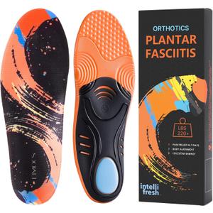 Plantar Fasciitis Pain Relief Orthotic Insoles,Full-Length Sports Inserts with Good Arch Support,Ideal for Running,Walking,All-Day Standing,No Trimming,Easy to Use,Full Size (MEN7.5 | WOMEN9.5--(260mm), Black+orange)
