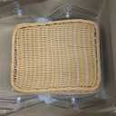 2 Set Wicker Bread Baskets for Serving with Clear Acrylic Roll Top Lid Woven Rattan Bread Basket Large for Fruit Food Picnic Summer Pool Party Outdoor BBQ(13.78 x 10.63 Inch,1 Compartment)