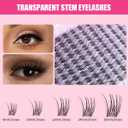 Invisible Band Lash Clusters Natural Lash Clusters Wispy Cluster Eyelash Extensions D Curl DIY Lash Extension 8-16mm Waterproof Soft Cluster Lashes 140pcs (Black, 8-16mm)