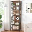 HOMISSUE Tall Bookshelf, 7-Tier Book Shelf, Rustic Wood Metal Bookshelves and Bookcases, Freestanding and Industrial Open Bookcase for Home Office, Living Room and Bedroom, Vintage Brown