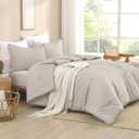 Andency Tan Gingham Comforter Set Queen(90x90Inch), Brown Checkered Grid Plaid Buffalo Bed Set for Girls Boys Kids Teens, 3 Pieces Lightweight Polyester Geometric Preppy Bedding,  05 - Gingham - Tan, Queen(90*90 In)