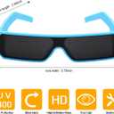 TYA Oversized Wrap Around Sunglasses for Women Men, Futuristic Rave Curved Lens Shades, Fashion Trendy Shield Sun Glasses (Small Blue Frame - Black Lens)