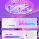 20” Low Profile Ceiling Fan with Light - 2-in-1 Bladeless Safety Design for Kids, RGB+CCT Dimmable, Smart APP/Remote Control, Quiet Flush Mount DC Motor, Ideal for Bedroom/Living Room/Kitchen