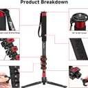 Avella C324D Carbon Fiber 67 Inch Camera Monopod Professional Telescopic Video Monopods Base Tripod for Canon Nikon Sony Olympus Panasonic DSLR Camera