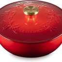 Le Creuset Enameled Cast Iron Holly Collection Soup Pot, 4.5 qt., Cerise with Gold Knob