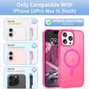 4 x Magnetic for iPhone 16 Pro Max Case, [Compatible with Magsafe] [Translucent Matte] Slim Shockproof Women Men Girls Protective Phone Case for iPhone 16 Pro Max 6.9 inch, Hot Pink