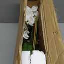 Briful Orchid Artificial Flowers 18in White Fake Orchid Silk Flowers with Ceramic Pot Faux Orchid Arrangement for Home Office Room Coffee Table Centerpiece Modern Decoration