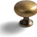 Goo-Ki Vintage Retro Antique Brass Zinc Alloy Cabinet Enlarged knob - Single Hole Center Affordable Luxury Cabinet Pull Hardware for Bedroom, Kitchen, 6 Pack (1.5 inches)
