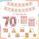 70th Birthday Decorations Women Balloons - 14 Pcs Rose Gold Awesome Since 1956 Banner Number Foil Balloon Hanging Swirls Vintage Poster For 70 Year Old Party Supplies