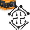 10pc Front Upper Control Arms Kit Compatible with Jeep Liberty 2.4L & 3.7L 2002 2003 2004 w/Ball Joints - Lower Ball Joints - Inner Outer Tie Rod - Sway Bar Links