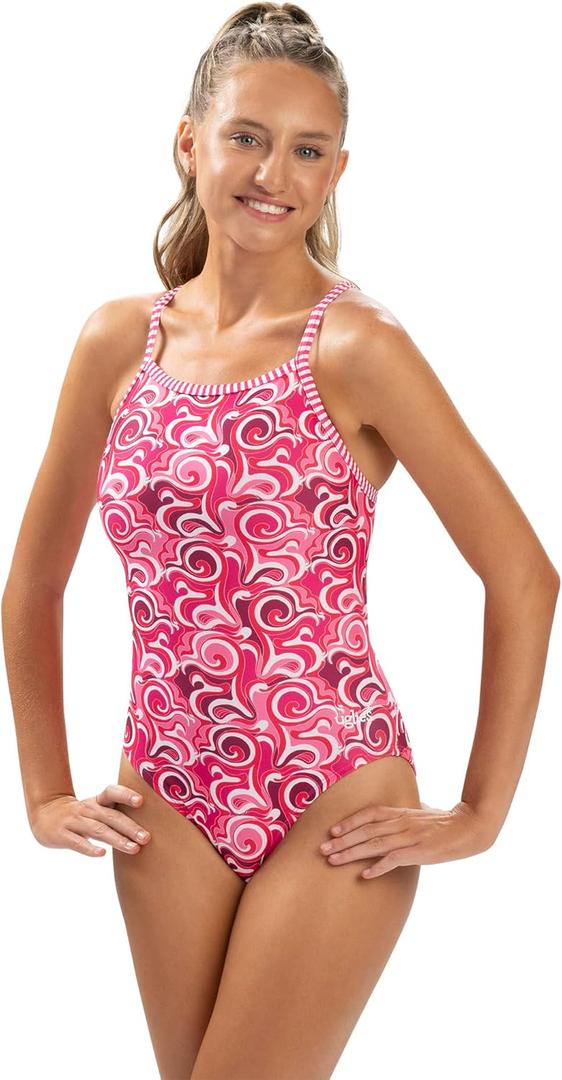 Dolfin Uglies One Piece Swimsuit - Athletic Practice Swimwear for Training, Sports, and Fitness (30, Cascade)