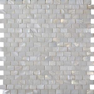 MOP Mother of Pearl Shell Mini Brick Mosaic Tile for Kitchen Backsplashes and Bathroom Tile, White (Pack of 6)