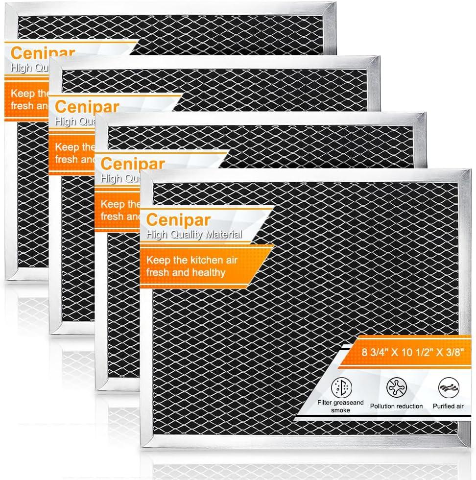 Cenipar 97007696 Range Hood Filter,41f Stove Hood Vent Filter Replacement For Broan& Nutone Charcoal Carbon Combo Replace 6105c 97005687-By Size 8.75" X 10.5 X .44"(4 Pack)