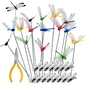 15 Pcs Dragonfly Garden Stakes with Clips, 3D Plastic Fake Dragonfly Garden Stakes with Pliersfor Yard, Patio Outdoor Decor & Indoor Plants Ornaments, Dragon Fly Hat Clip (5 Colors)