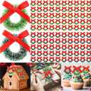 Hotop 100 Pcs Mini Christmas Wreaths Artificial Christmas Miniature Green Mini Wreath Artificial Xmas Wreaths Miniature Dollhouse Xmas Decorations for Tree Hanging Ornaments(1.57" d)