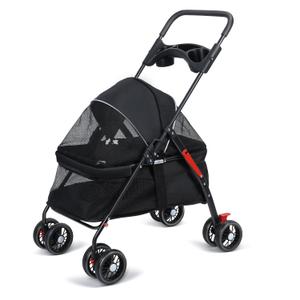 Pet Stroller with 4 Wheels,Foldable Dog Cat Cage Stroller with Cup Holder Breathable Mesh for Medium Small Dogs Cats 1 Set