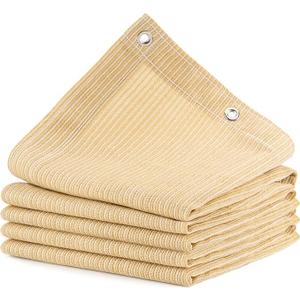 90% Outdoor Sun Shade Cloth, 6' x 6', Pergola, Deck, and Backyard Patio Sunshade with UV Protection, Heat Resistant HDPE Material, Reinforced Grommets (6x6 FT, Wheat)