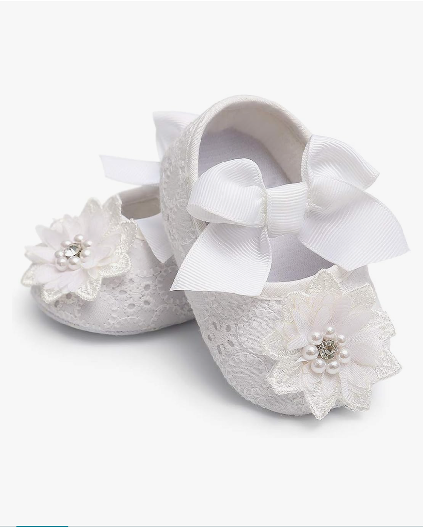 Ohwawadi Infant Baby Girl Shoes Baby Mary Jane Flats Princess Wedding Dress Shoes Crib Shoe for Newborns, Infants, Babies, and Toddlers, Size 0-6 Month