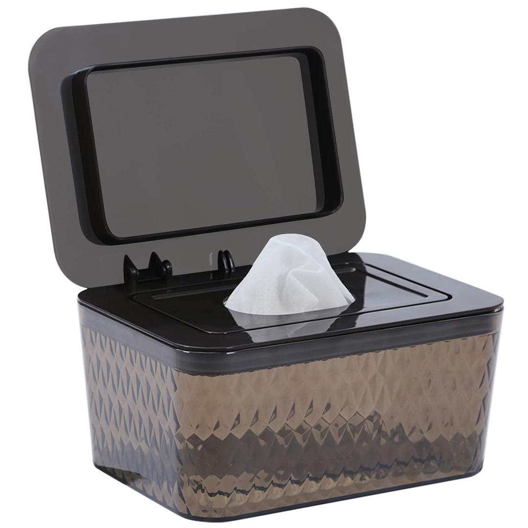Wipes Dispenser Seal-Designed Wipe Dispenser Holder Wipes Case Box for Bathroom Keep Wipes Fresh, Dust-Proof & Non-Slip (Brown)