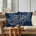 Octopus Coastal Throw Pillow Covers 18x18 Set of 2,Nautical Beach Ocean Decor,Coastal Nautical Octopus Outdoor Pillow Covers for Home Bedroom Couch