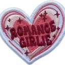 Romance Girlie Heart Patch, Size 3 Inches Iron On Bookish Embroidery Patches for Hats Clothes Backpacks Jeans, DIY Sew On Patches, Fabric Patches, Romance Reading Patches, Gift for Women Girl