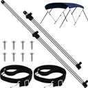 MorningRo 2 Pack Adjustable Bimini Rear Support Poles with 2 Pieces Boat Top Straps Stainless Steel Pad Eye Straps 1" Aluminum Support Poles Fit Most Types of 3 Bow 4 Bow Bimini Tops