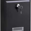 Locking Mailboxes Wall Mounted Vertical – Jssmst Key Lock Drop Mail Box Medium Capacity Galvanized Steel Cover Rust-Proof Metal Post Box, 12.6 x 8.5 x 3.4 Inch, Black, SM-0601L