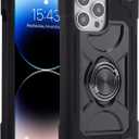 MARKILL Compatible with iPhone 14 Pro Case 6.1 Inch with Built-in Ring Stand, Military Grade Drop Protection Full Body Rugged Heavy Duty Case 3 in 1 Protective Durable Cover Black