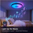 Black Bluetooth Ceiling Light, 24W 2400LM Dimmable RGB Flush Mount LED Light with 2.4G Remote, 3 CCT Ceiling Light with Speaker for Bedroom, Bathroom, Kitchen, Hallway, Hardwired
