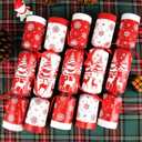 10 Pack Christmas No Snap Party Favor with Red & White Snowflake Design with Party Hat, Joke & Little Gift Inside for Kids, Xmas Gift, Christmas Seasonal Holiday Party Dinner Traditions Supplies