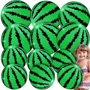 [ 10''+8'' ] 12 Pack Watermelon Beach Balls Bulk, Inflatable Mini Beach Ball for Kids, Beach Water Toys Swimming Pool Toys, Summer Halloween Birthday Party Favors, Fruits Theme Pool Party Decorations