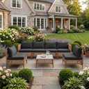 12Pcs Outdoor Couch Cushion Covers with Zipper, Water-Resistant Patio Cushion Covers, Max Compatible 24x24x3.15 Inch Patio Cushion, Full Coverage, Non-Stretch, UV-Resistant, Only Cover