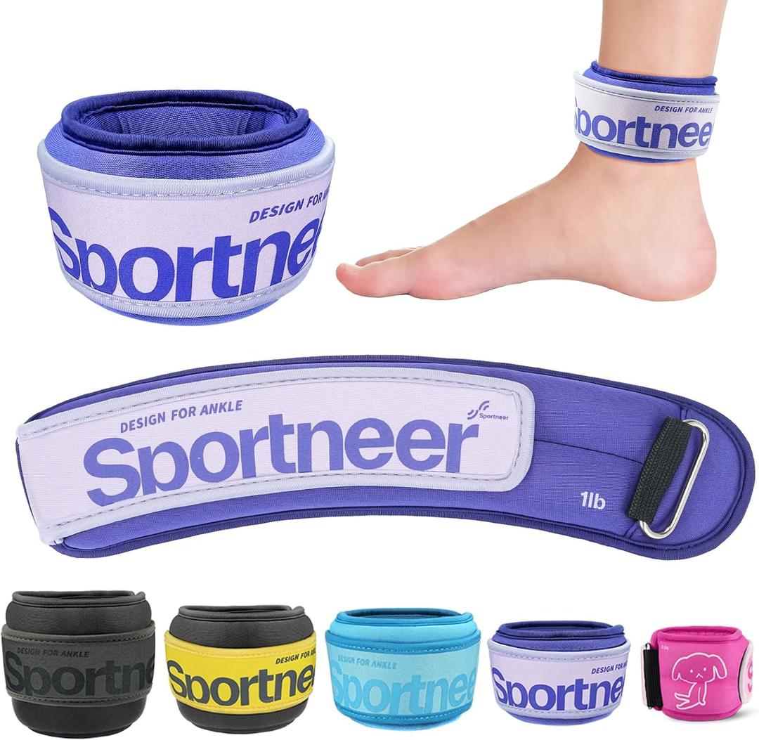 Sportneer Ankle Weights  1 Pair Wrist Leg Arm Weights for Women Men Kids Child with Adjustable Straps, Strength Weighted for Jogging Running Walking Fitness Gym Workout (Purple), Size: 1 lb x 2
