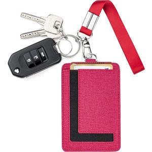 Aiyo Fashion Women Small Wristlet Keychain Wallet Slim Minimalist Lanyard Card Case Holder ID Case Wallet with Detachable Keychain Wristlet (A-Red)