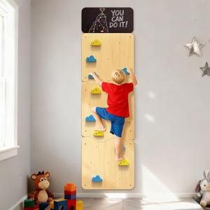 Wooden Climbing Wall, Kids Indoor Climbing Wall Panels with 12 Rock Holds, Montessori Climbing Toy for Playroom & Home Gym, Aged 3+, Medium