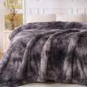 Super Soft Fluffy Faux Fur Sherpa Fleece Blankets Queen Size for Bed, Bedroom Decor Winter Big Blankets Thick Warm, Fuzzy Plush Heavy Bedding Cozy Gifts for Women Men Mom Dad, 90" x 90" (Tie Dye Grey)