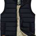 Vcansion Men's Outdoor Stand Collar Fleece Jacket Vest Casual Padded Vest Coats (Black, S)