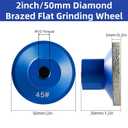2inch 50mm Brazed Flat Grinding Wheel Diamond Grinding Disc Polishing Pads M10 Thread for Quartz Marble Granite Trimming 1Pc 45 Grit