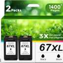 Ankink 67XL Black Ink Cartridge Replacement for HP 67 XL (2-Pack) use with DeskJet Envy 2755e 6055e 2700 2700e 6000 6000e 4155e 2734e 6455e 6400 2752e 4100 4100e 6400e 6458e Printer 67XXL