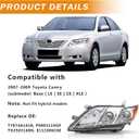 Headlight Assembly for 2007 2008 2009 Toyota Camry (USA Built) LE XLE CE