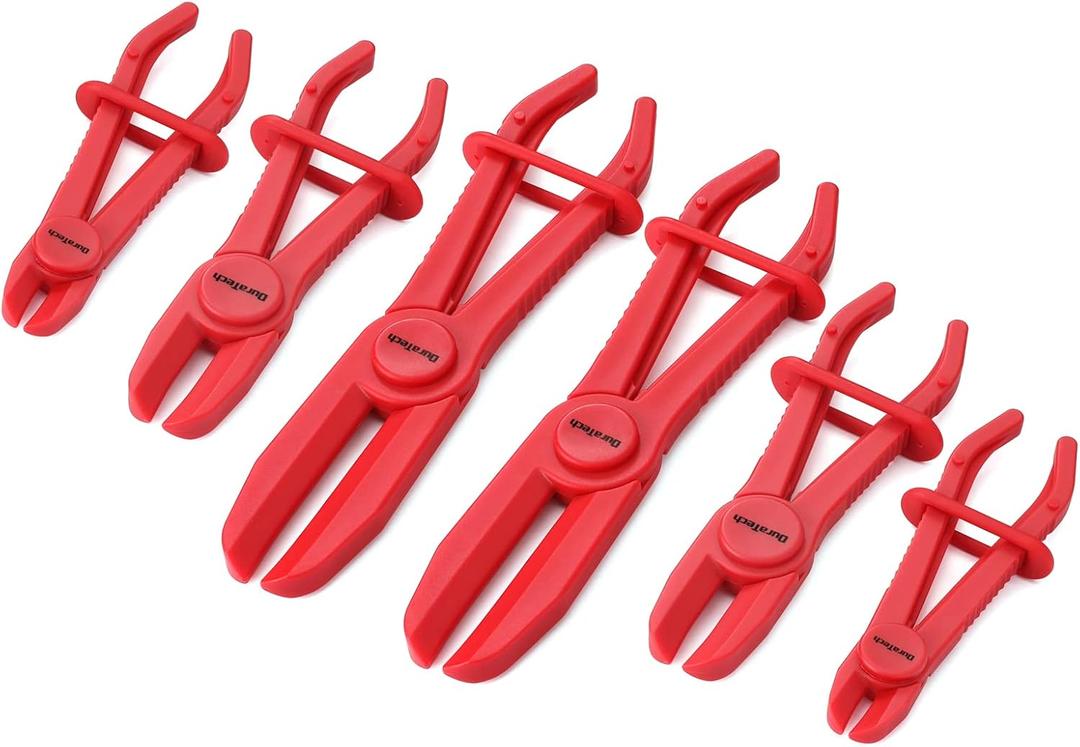 DURATECH 6-Piece Hose Clamp Set, Pinch Clamp Pliers for Flexible Hoses, Fuel, Gas, Brake & Radiator Lines