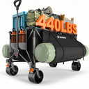 300L Collapsible Wagons Cart with Wheels Foldable, 440lbs Heavy Duty Folding Wagon, Upgraded Effortless Elegance, Foldable Wagon for Sports Beach Grocery Camping, Black & Gray