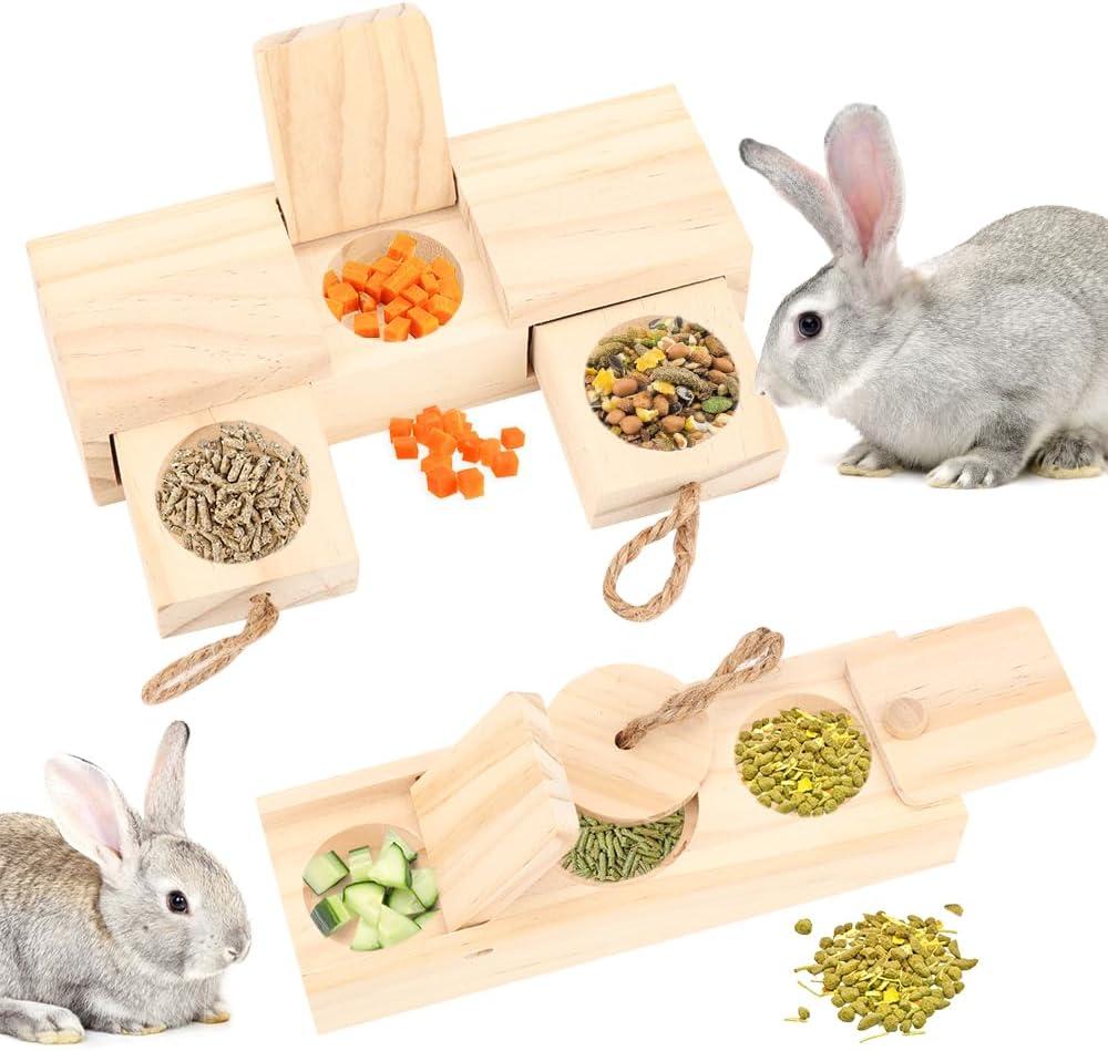 2-Piece Rabbit Toys,Bunny Hideout,Bunny Toys for Rabbits Indoor,Interactive Treat Toys for Hamsters,Rats,Guinea Pigs