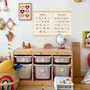 XYDEG Toddler Room Decor Alphabet Numbers Poster ABC Banner Poster Hanger Frame Set of 2,Nursery Wall Decor,Toddler Bedroom Playroom Wall Art Decor with Wooden Frames,12x16 (Morandi color)