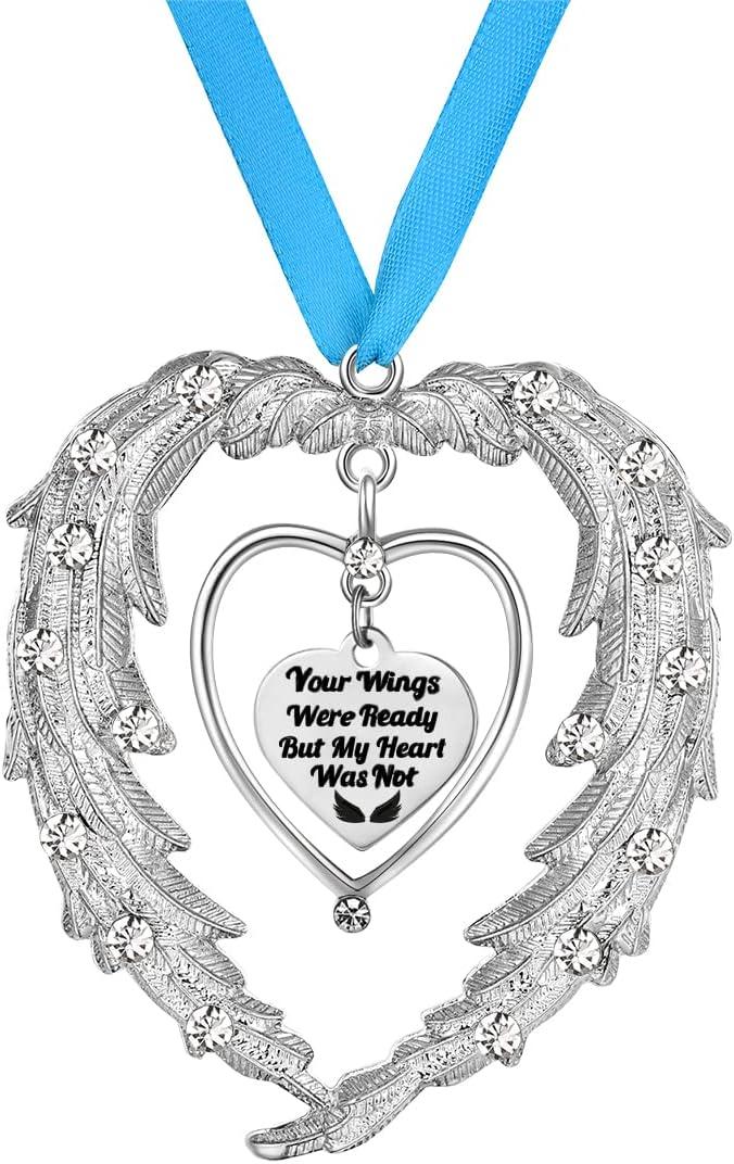 8 x Angel Wing Memorial Christmas Ornaments, Remembrance Sympathy Gifts,Your Wings were Ready But My Heart were Not Ornament for Xmas Tree,in Memory of Loved one Gifts for Loss of Loved one