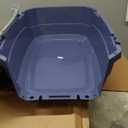 Amazon Basics 2-Door Top-Load Hard-Sided Dogs, Cats Pet Travel Carrier, Gray & Blue, 22.8"L x 15.0"W x 13.0"H