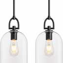 CNRATYE Modern Black Pendant Lights Kitchen Island 2-Pack Clear Glass Shade, 7.1"