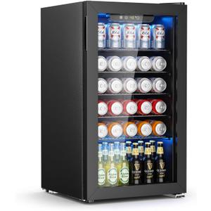 Antarctic Star Mini Fridge 130 Can Beverage Refrigerator Cooler,3.1cu.ft Beverage Refrigerator with Adjustable Shelves & Digital Temperature for Soda Beer or wine fridge for Home, Office Bar