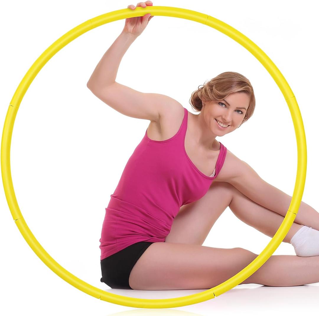 Motionchic Exercise Fitness Hoop for Women 37 Inch Removable Adjustable Weighted Hoop Suitable for Adult Weight Loss and Home Fat Burning Exercise Workouts Gym (Yellow)
